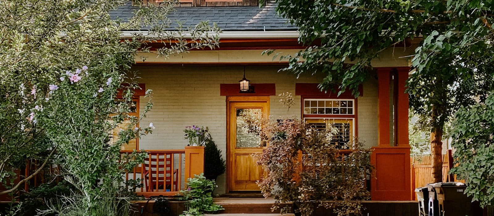 A welcoming craftsman-style home front porch